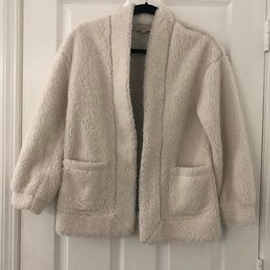 Loft soft teddy open front jacket xs